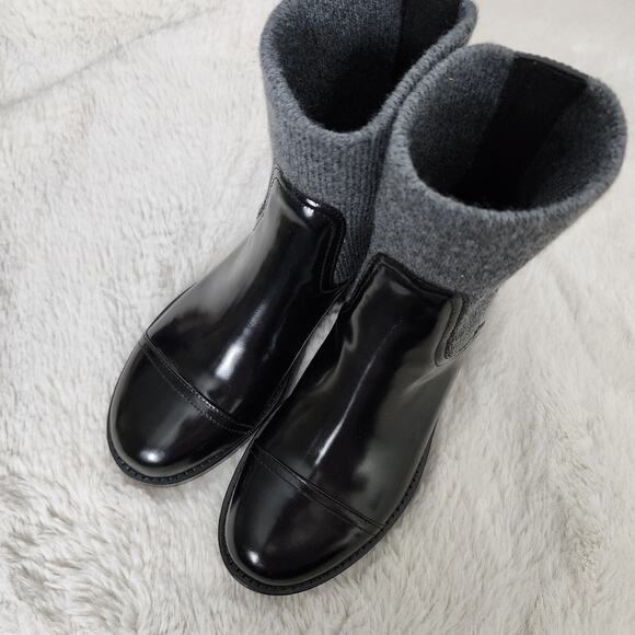 NEW J. Crew Black Rib Cuff Boots Italian Leather - Picture 2 of 9